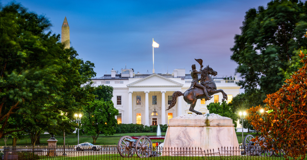 The White House at dusk