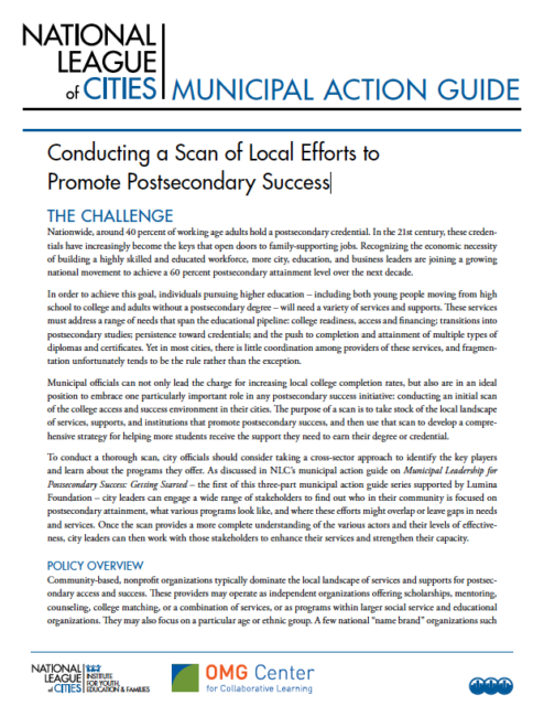 report cover - Conducting a Scan of Local Efforts to Promote Postsecondary Success