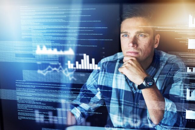 Man looking at computer screen