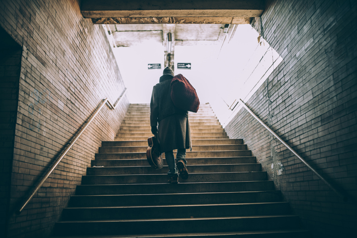 Person climbing stairs