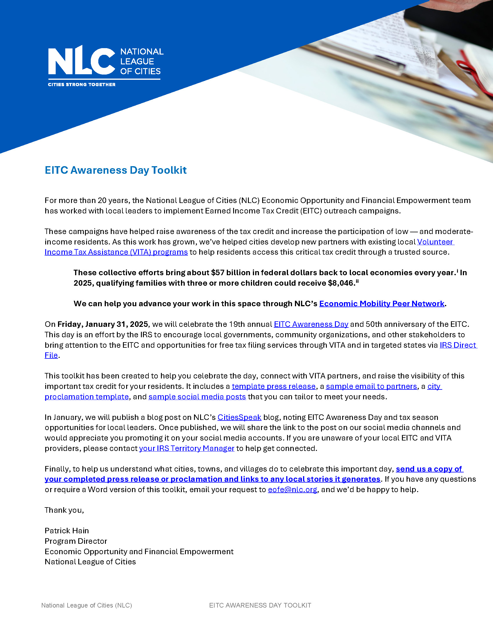 EITC Awareness Day Toolkit National League of Cities