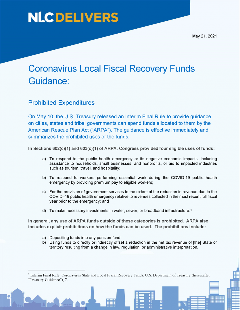 How to Spend Coronavirus State & Local Recovery Funds - National League ...