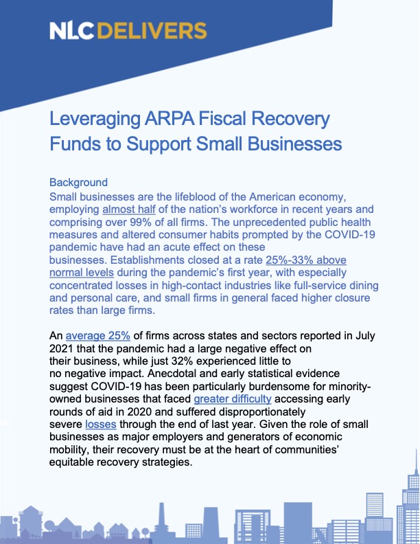 Leveraging ARPA Fiscal Recovery Funds to Support Small Businesses ...