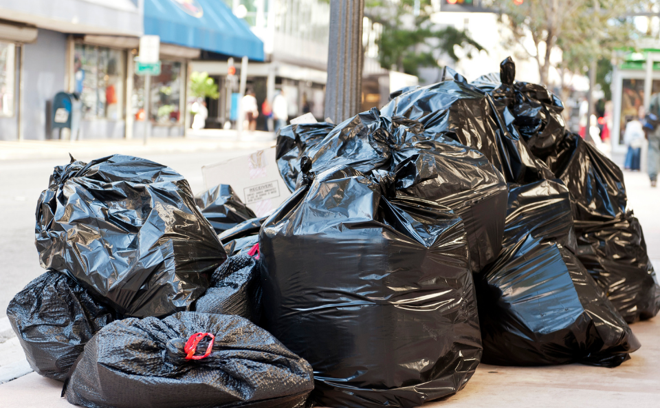 Garbage bags filled with garbage