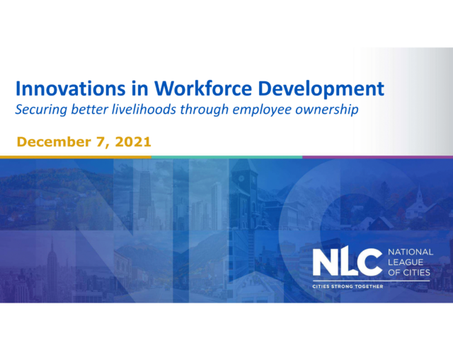 Cover for Innovations in Workforce Development presentation