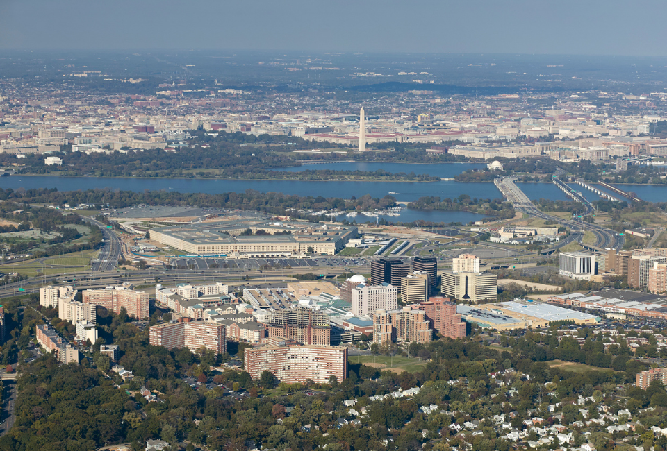 Aerial view of Arlington, VA