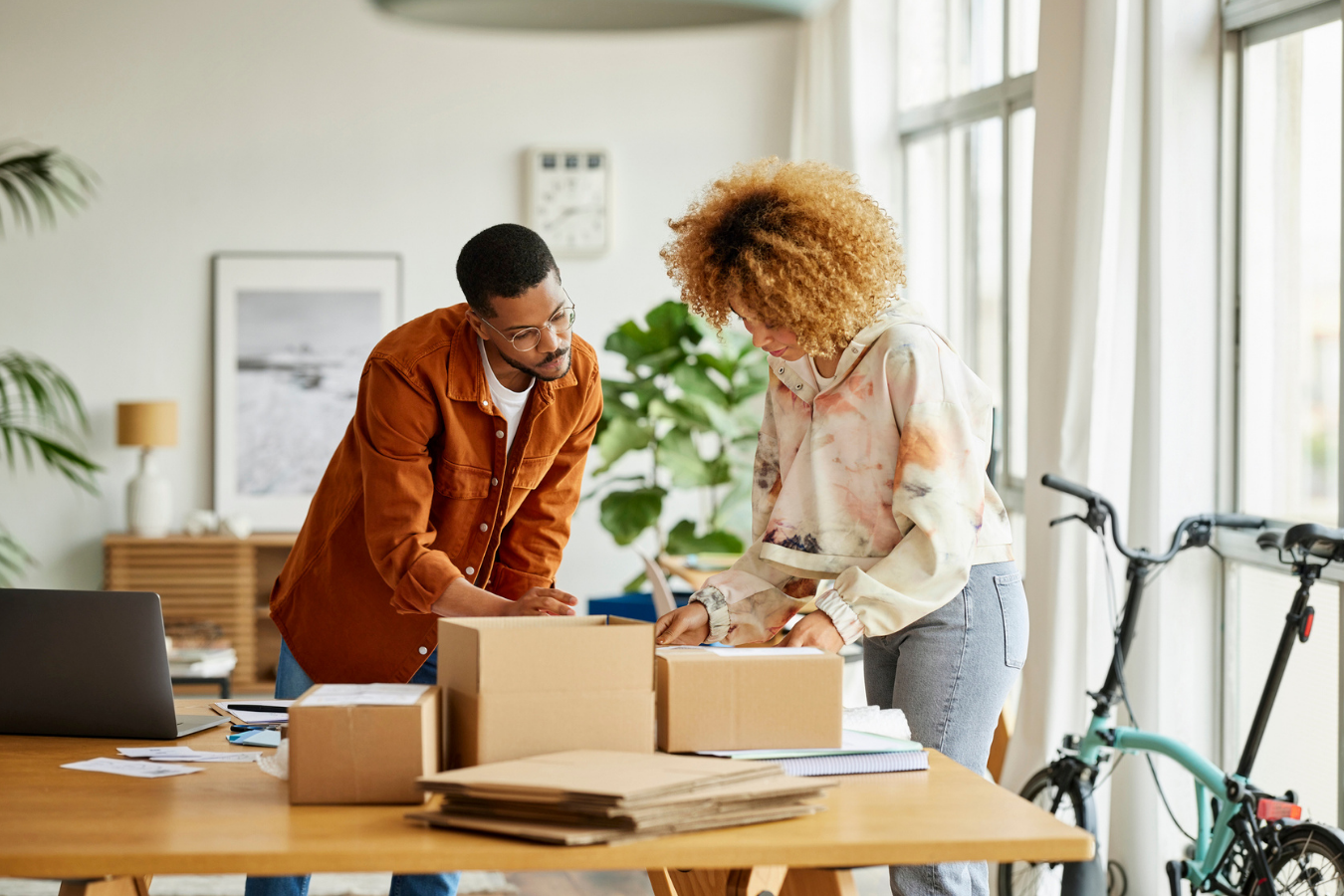 couple reviewing packaging