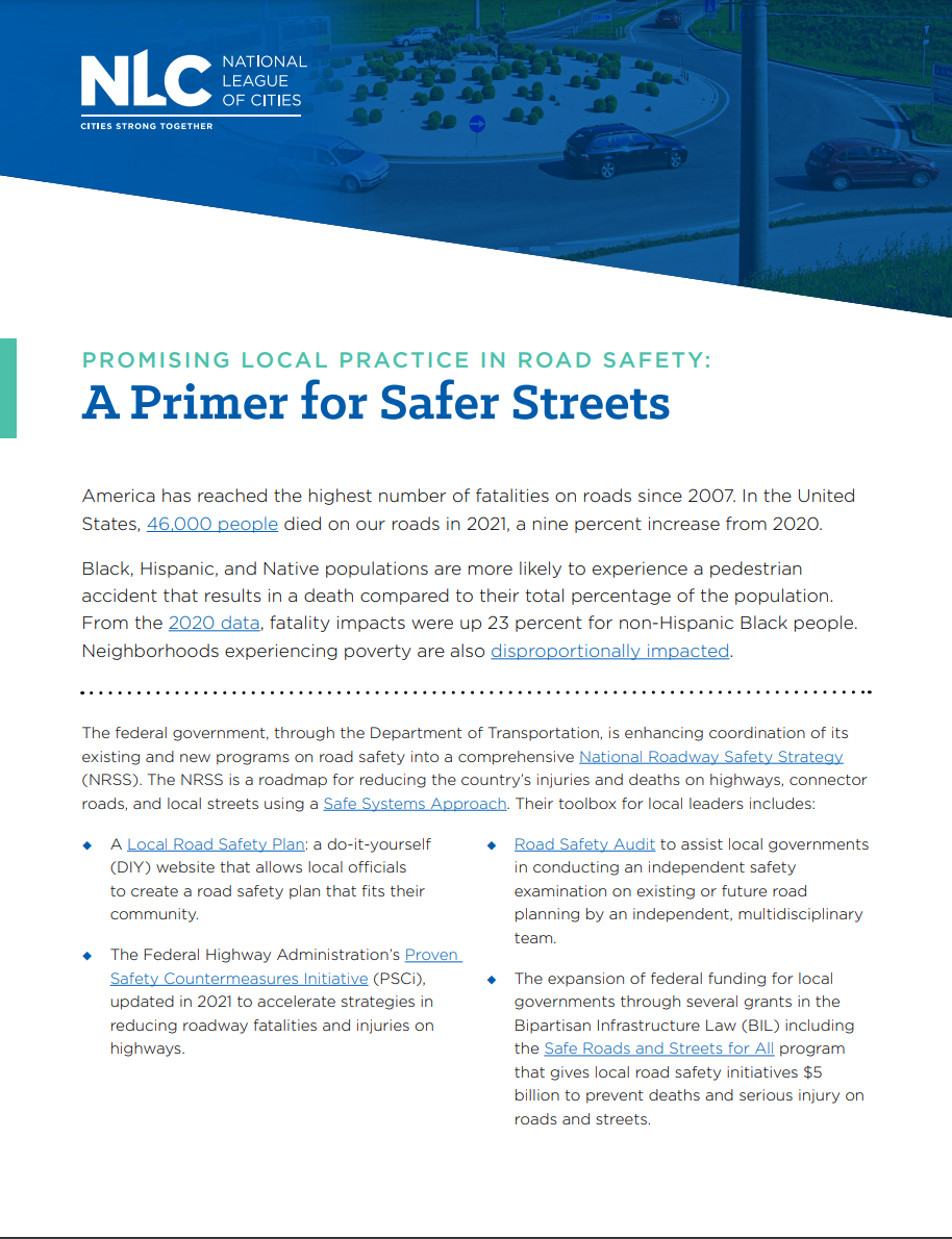 Promising Local Practice in Road Safety: A Primer for Safer Streets ...