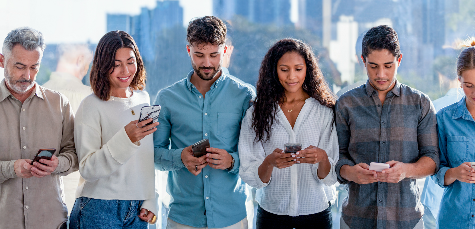 Group-People-Checking -Smart Phones