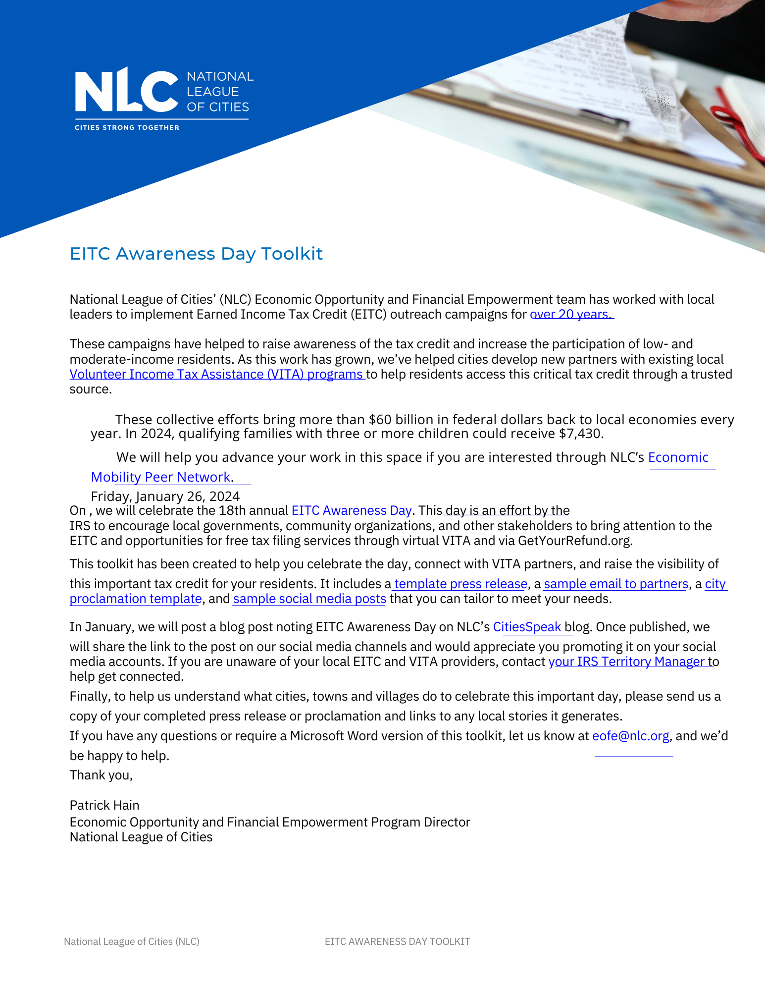 EITC Awareness Day Toolkit National League of Cities