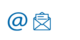 "at sign" to indicate communication via email and envelope with a letter in it to indicate communication via postal mail